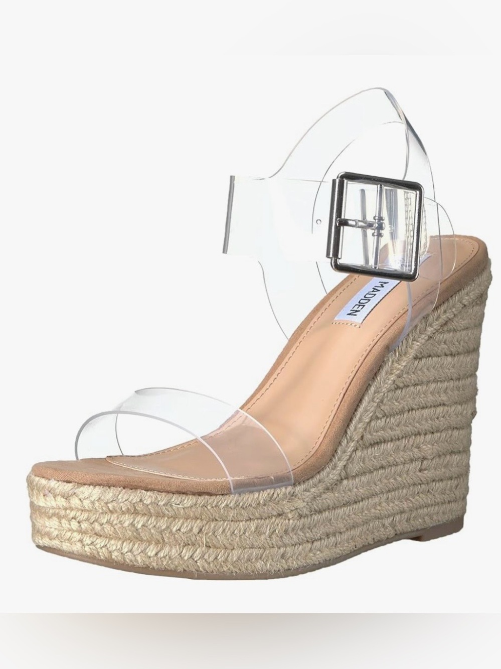 NWOT Steve Madden Clear Strap Espadrille Wedge Sandal